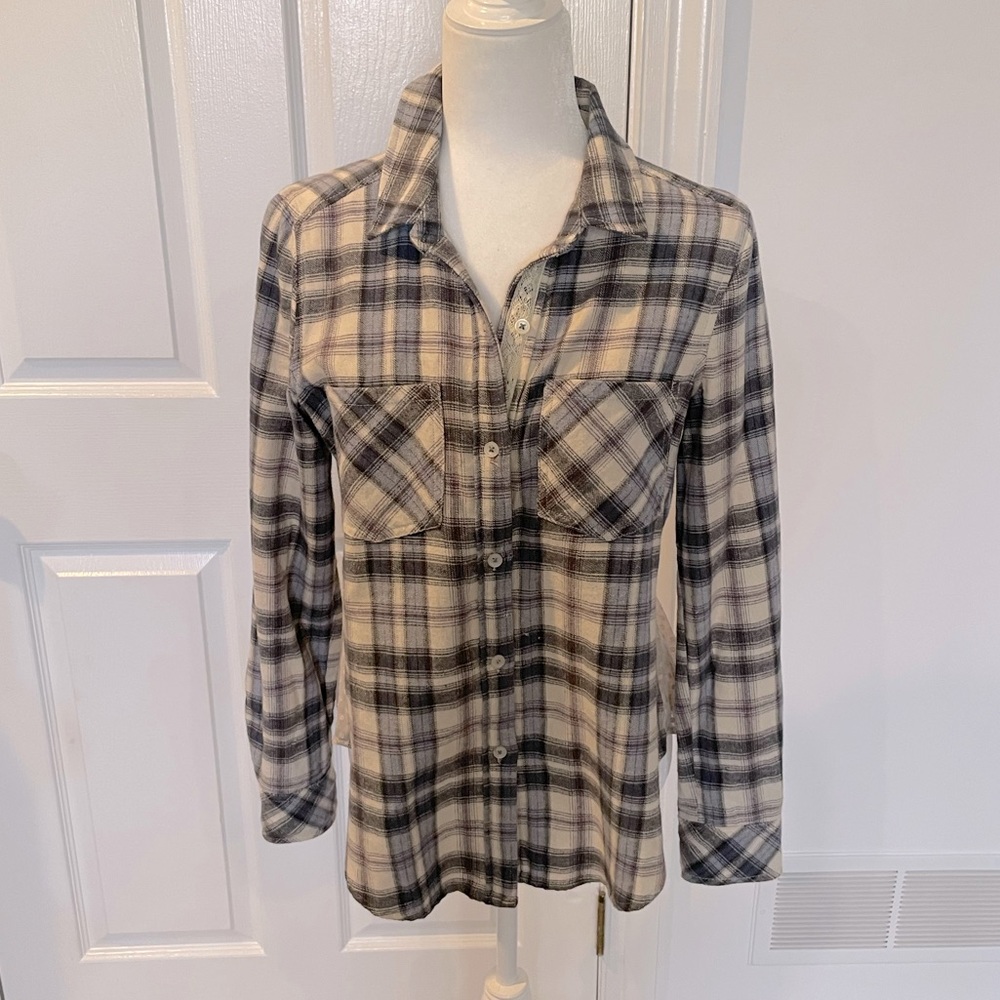 Anthropologie (Holding Horses) flannel top with peplum back